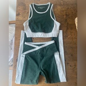 Beyond yoga army green and gray workout set
